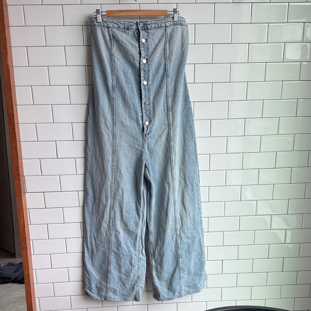 Zara Denim Wide Leg Jumpsuit